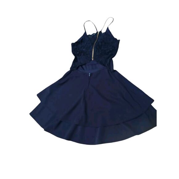 Camille La Vie Dress Navy Blue Lace Fit And Flare Size 3/4 Layered - Picture 2 of 7